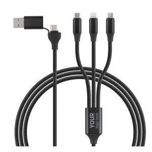 FLET 60W 6IN1, usb type-c kabl za punjenje i prenos podataka, 6 u 1, 60w, crni
