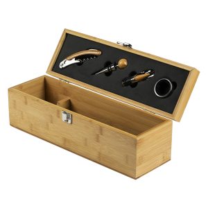 BRUNELLO, vinski set u drvenoj kutiji, 4/1, bež