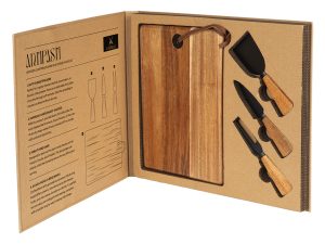 ANTIPASTI, set drvena daska i pribor za sir sa drvenom drškom, 4/1, braon