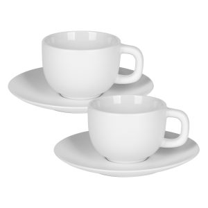 TOTEM, set od dve keramičke šolje za cappuccino sa tacnama, 2 x 200 ml, beli