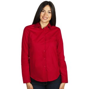 COMFORT LSL WOMEN, ženska pamučna košulja dugih rukava, crvena
