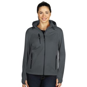 RIDER WOMEN, ženska softshell jakna sa kapuljačom, tamno siva