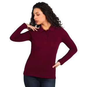 SUNNY LSL, ženska pamučna polo majica dugih rukava, 180 g/m2, bordo